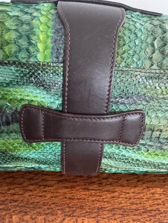 EUC - Jimmy Choo Ramona Python Skin Shoulder Bag - Green w/ Hints of Purple -COA - Picture 10 of 13